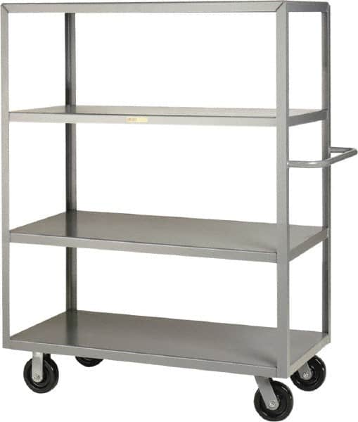 Little Giant - 3,600 Lb Capacity, 4 Shelf, Steel Shelf Truck - 65-1/2" Long x 30" Wide x 63-1/2" High, 6" Diam Phenolic Wheels - Americas Industrial Supply