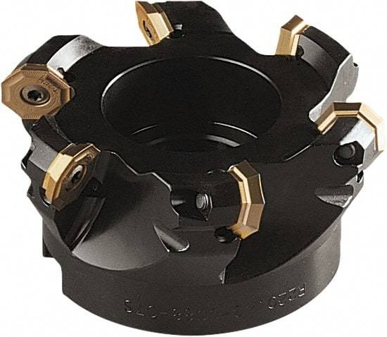 Seco - 92mm Cut Diam, 27mm Arbor Hole, 5mm Max Depth of Cut, 43° Indexable Chamfer & Angle Face Mill - 5 Inserts, OF.. 0704 Insert, Right Hand Cut, 5 Flutes, Through Coolant, Series OctoMill - Americas Industrial Supply