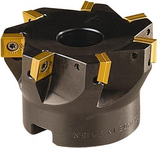 Seco - 7 Inserts, 63mm Cut Diam, 22mm Arbor Diam, 8mm Max Depth of Cut, Indexable Square-Shoulder Face Mill - 90° Lead Angle, 40mm High, SONX 09T3 Insert Compatibility, Series Mini Square - Americas Industrial Supply