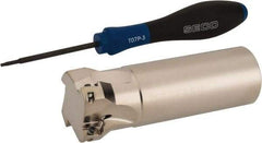 Seco - 1-1/2" Cut Diam, 0.354" Max Depth of Cut, 1-1/4" Shank Diam, 4" OAL, Indexable Square Shoulder End Mill - XO.X 10T3.. Inserts, Weldon Shank, 90° Lead Angle, Through Coolant, Series Turbo 10 - Americas Industrial Supply