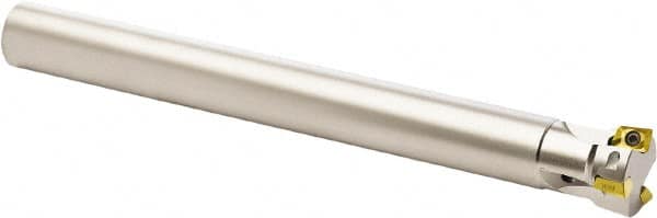 Seco - 94° Lead Angle, 25mm Min Cut Diam, 7mm Max Depth of Cut, Indexable Chamfer and Angle End Mill - 2 Inserts, XO.. 1204.. Insert Style, 200mm Overall Length, Through Coolant, Straight Shank - Americas Industrial Supply