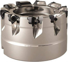 Seco - 9 Inserts, 50mm Cut Diam, 22mm Arbor Diam, 4mm Max Depth of Cut, Indexable Square-Shoulder Face Mill - 90° Lead Angle, 40mm High, XNEX 0403 Insert Compatibility, Through Coolant - Americas Industrial Supply