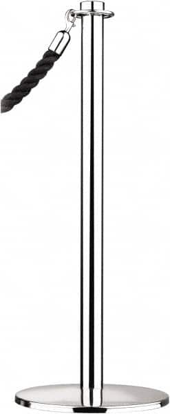 Tensator - 34" High, 2" Pole Diam, Barrier Post Base - 14" Base Diam, Round Stainless Steel Base, Polished Chrome (Color) Steel Post, For Outdoor Use - Americas Industrial Supply