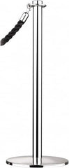 Tensator - 34" High, 2" Pole Diam, Barrier Post Base - 14" Base Diam, Round Stainless Steel Base, Polished Chrome (Color) Steel Post, For Outdoor Use - Americas Industrial Supply
