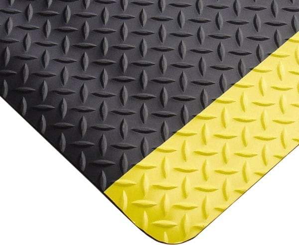 PRO-SAFE - 67' Long x 3' Wide, Dry Environment, Anti-Fatigue Matting - Black with Yellow Borders, Vinyl with Vinyl Sponge Base, Beveled on 4 Sides - Americas Industrial Supply