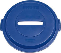 Rubbermaid - Round Lid for Use with 32 Gal Round Recycle Containers - Blue, Plastic, For 2632 Brute Trash Cans - Americas Industrial Supply