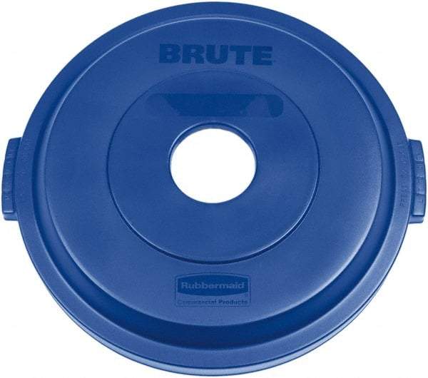 Rubbermaid - Round Lid for Use with 32 Gal Round Recycle Containers - Blue, Plastic, For 2632 Brute Trash Cans - Americas Industrial Supply