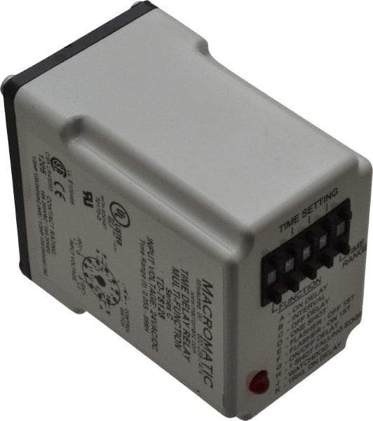 Macromatic - 11 Pin, 999 hr Delay, Multiple Range DPDT Time Delay Relay - 10 Contact Amp, 24 VAC/VDC, Pushbutton Thumbwheel - Americas Industrial Supply