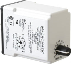 Macromatic - 8 Pin, 0.3 to 30 min Delay, Multiple Range DPDT Time Delay Relay - 10 Contact Amp, 120 VAC/VDC, Knob - Americas Industrial Supply