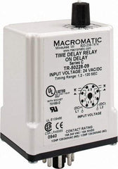 Macromatic - 8 Pin, Multiple Range DPDT Time Delay Relay - 10 Contact Amp, 24 VAC/VDC, Knob - Americas Industrial Supply