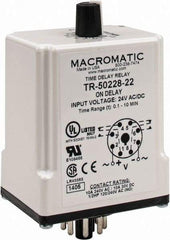 Macromatic - 8 Pin, 10 min Delay, Multiple Range DPDT Time Delay Relay - 10 Contact Amp, 24 VAC/VDC, Knob - Americas Industrial Supply