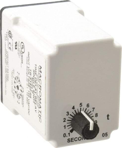 Macromatic - 11 Pin, Multiple Range DPDT Time Delay Relay - 10 Contact Amp, 120 VAC/VDC, Knob - Americas Industrial Supply