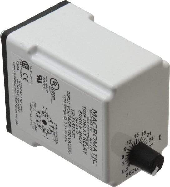 Macromatic - 11 Pin, Multiple Range DPDT Time Delay Relay - 10 Contact Amp, 120 VAC/VDC, Knob - Americas Industrial Supply