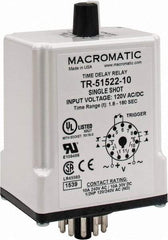 Macromatic - 11 Pin, Multiple Range DPDT Time Delay Relay - 10 Contact Amp, 120 VAC/VDC, Knob - Americas Industrial Supply