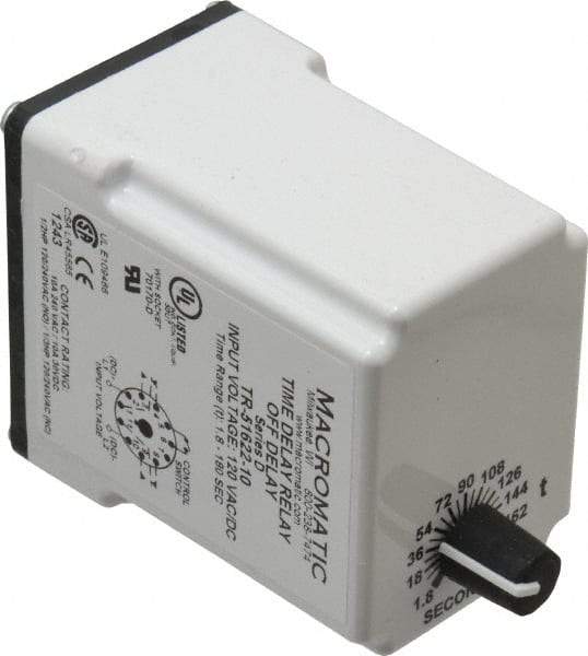 Macromatic - 11 Pin, Multiple Range DPDT Time Delay Relay - 10 Contact Amp, 120 VAC/VDC, Knob - Americas Industrial Supply