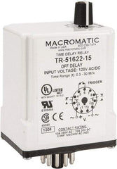 Macromatic - 11 Pin, 0.3 to 30 min Delay, Multiple Range DPDT Time Delay Relay - 10 Contact Amp, 120 VAC/VDC, Knob - Americas Industrial Supply