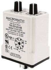 Macromatic - 8 Pin, Multiple Range DPDT Time Delay Relay - 10 Contact Amp, 120 VAC/VDC, Knob - Americas Industrial Supply