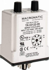 Macromatic - 8 Pin, Multiple Range DPDT Time Delay Relay - 10 Contact Amp, 120 VAC/VDC, Knob - Americas Industrial Supply