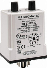 Macromatic - 8 Pin, Multiple Range DPDT Time Delay Relay - 10 Contact Amp, 120 VAC/VDC, Knob - Americas Industrial Supply