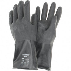 Ansell - 14 mil Thick, Chemical Resistant Gloves - SZ 10 14"14ML BLK 1/PR CHEM-TEK RGH FIN CHEM GLV - Americas Industrial Supply