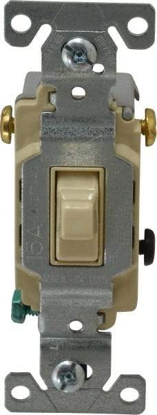 Cooper Wiring Devices - 3 Pole, 120 to 277 VAC, 15 Amp, Commercial Grade, Toggle, Wall and Dimmer Light Switch - 1.3 Inch Wide x 4.2 Inch High, Fluorescent - Americas Industrial Supply