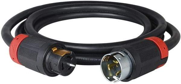 Cooper Wiring Devices - 50', 6/4 Gauge/Conductors, Black Industrial Extension Cord - 1 Receptacle, 50 Amps, 125/250 VAC, UL SOOW, NEMA 14-30R - Americas Industrial Supply
