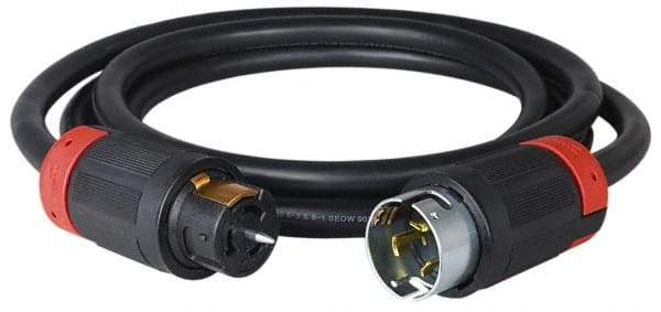 Cooper Wiring Devices - 100', 6/4 Gauge/Conductors, Black Industrial Extension Cord - 1 Receptacle, 50 Amps, 125/250 VAC, UL SOOW, NEMA 14-30R - Americas Industrial Supply