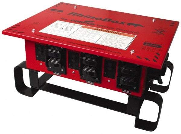 Cooper Wiring Devices - 8 Outlet, 125/240 Volt, 50 Amp Rating, Stand Alone Unit, Automatic, Industrial Distribution Center - Reinforced Metal Housing, 3 Front Outlets, Power Distribution Center with GFCI Protection - Americas Industrial Supply