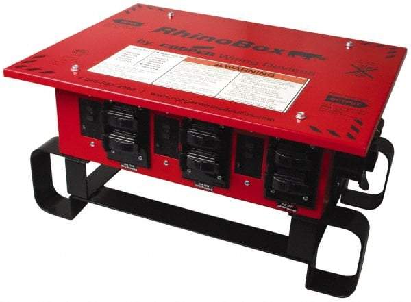 Cooper Wiring Devices - 8 Outlet, 125/240 Volt, 50 Amp Rating, Stand Alone Unit, Automatic, Industrial Distribution Center - Reinforced Metal Housing, 3 Front Outlets, Power Distribution Center with GFCI Protection - Americas Industrial Supply