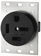 Cooper Wiring Devices - 250 VAC, 60 Amp, 15-60R NEMA Configuration, Black, Industrial Grade, Self Grounding Single Receptacle - 1 Phase, 3 Poles, 4 Wire, Flush Mount - Americas Industrial Supply