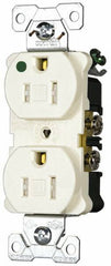 Cooper Wiring Devices - 125 VAC, 15 Amp, 5-15R NEMA Configuration, Brown, Hospital Grade, Self Grounding Duplex Receptacle - 1 Phase, 2 Poles, 3 Wire, Flush Mount, Tamper Resistant - Americas Industrial Supply