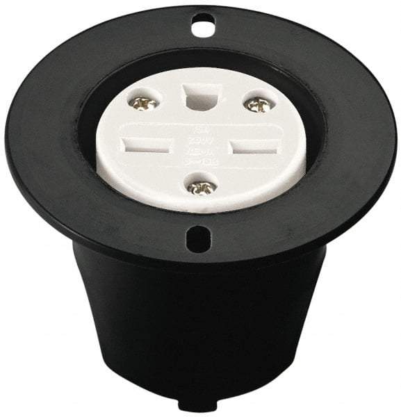 Cooper Wiring Devices - 125 VAC, 20 Amp, 5-20 NEMA, Straight, Self Grounding, Industrial Grade Connector - 2 Pole, 3 Wire, 1 Phase, Nylon, Black - Americas Industrial Supply