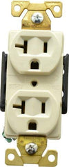 Cooper Wiring Devices - 125 VAC, 20 Amp, 5-20R NEMA Configuration, Ivory, Industrial Grade, Self Grounding Duplex Receptacle - 1 Phase, 2 Poles, 3 Wire, Flush Mount, Antimicrobial, Chemical and Impact Resistant - Americas Industrial Supply