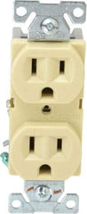 Cooper Wiring Devices - 125 VAC, 15 Amp, 5-15R NEMA Configuration, Ivory, Specification Grade, Self Grounding Duplex Receptacle - 1 Phase, 2 Poles, 3 Wire, Flush Mount, Tamper Resistant - Americas Industrial Supply