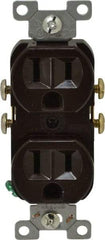 Cooper Wiring Devices - 125 VAC, 15 Amp, 5-15R NEMA Configuration, Brown, Specification Grade, Self Grounding Duplex Receptacle - 1 Phase, 2 Poles, 3 Wire, Flush Mount, Tamper Resistant - Americas Industrial Supply