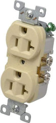 Cooper Wiring Devices - 125 VAC, 20 Amp, 5-20R NEMA Configuration, Ivory, Specification Grade, Self Grounding Duplex Receptacle - 1 Phase, 2 Poles, 3 Wire, Flush Mount, Tamper Resistant - Americas Industrial Supply