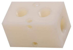 Made in USA - 1/2" Inlet, 3/8" Outlet Manifold - 2-3/4" Long x 1-1/2" Wide x 1-1/2" High, 0.2" Mount Hole, 2 Inlet Ports, 2 Outlet Ports - Americas Industrial Supply