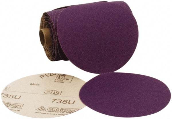 3M - 5" Diam, 180 Grit Ceramic Adhesive PSA Disc - Very Fine Grade, Purple, C Weighted Backing, Flexible, 12,000 Max RPM, Use with Random Orbital Sanders - Americas Industrial Supply
