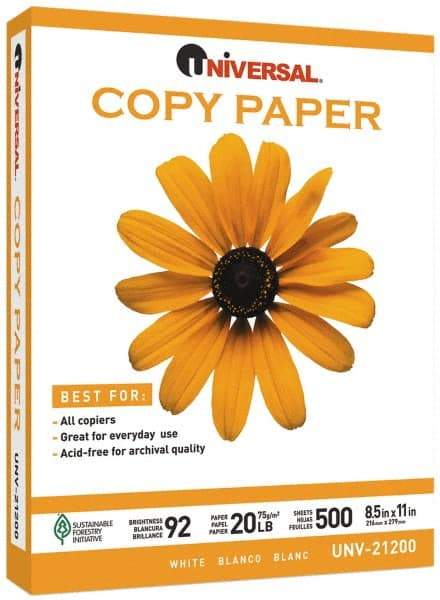 UNIVERSAL - 8-1/2" x 11" White Copy Paper - Use with Laser Printers, Copiers, Plain Paper Fax Machines - Americas Industrial Supply