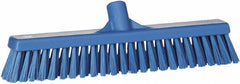 Vikan - 16" Fine Particle Synthetic Push Broom - 2" Bristle Length, Plastic Block, European Threaded Handle Connection - Americas Industrial Supply