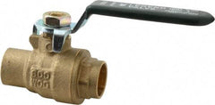 Legend Valve - 1/2" Pipe, Full Port, Brass Full Port Ball Valve - Bi-Directional, Sweat Ends, Quarter Turn Handle, 600 WOG, 150 WSP - Americas Industrial Supply