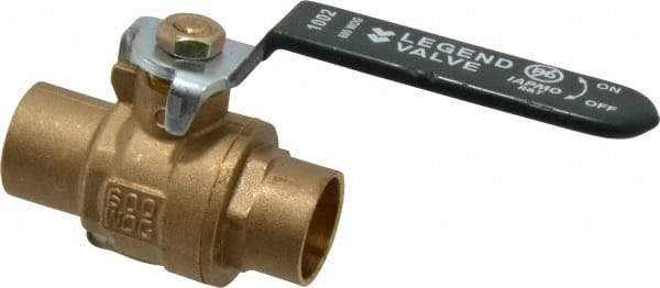 Legend Valve - 3/4" Pipe, Full Port, Brass Full Port Ball Valve - Bi-Directional, Sweat Ends, Quarter Turn Handle, 600 WOG, 150 WSP - Americas Industrial Supply