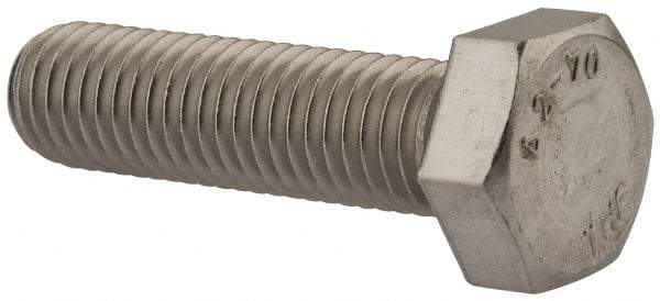 Value Collection - M12x1.75mm Metric Coarse, 45mm Length Under Head Hex Head Cap Screw - Fully Threaded, Grade 18-8 & Austenitic A2 Stainless Steel, Uncoated, 19mm Hex - Americas Industrial Supply