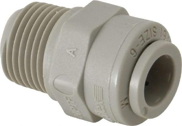 Parker - 3/8" Outside Diam, 3/8 NPTF, Acetal Push-to-Connect Tube Male Connector - 300 Max psi, Tan - Americas Industrial Supply