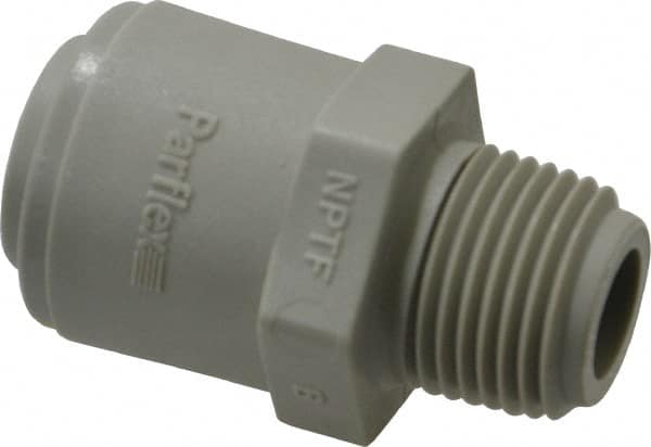 Parker - 1/2" Outside Diam, 3/8 NPTF, Acetal Push-to-Connect Tube Male Connector - 250 Max psi, Tan - Americas Industrial Supply