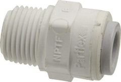 Parker - 3/8" Outside Diam, 3/8 NPTF, Polypropylene Push-to-Connect Tube Male Connector - 150 Max psi, Tan - Americas Industrial Supply
