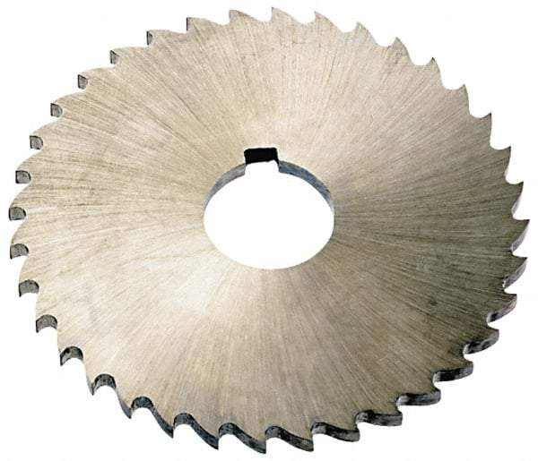 Keo - 5" Diam x 1/8" Blade Thickness x 1" Arbor Hole Diam, 44 Tooth Slitting and Slotting Saw - Arbor Connection, Right Hand, Uncoated, High Speed Steel, Concave Ground, Contains Keyway - Americas Industrial Supply