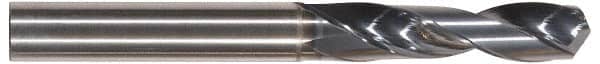 Tungaloy - 9/32" 130° Spiral Flute Solid Carbide Screw Machine Drill Bit - TiAlN Finish, Right Hand Cut, 1.338" Flute Length, 2.913" OAL, Standard Point, Straight Shank - Americas Industrial Supply