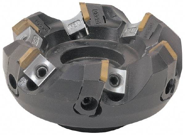Tungaloy - 4.921" Cut Diam, 1-1/2" Arbor Hole, 0.236" Max Depth of Cut, 45° Indexable Chamfer & Angle Face Mill - 6 Inserts, SE.. Insert, Right Hand Cut, Series TGE - Americas Industrial Supply