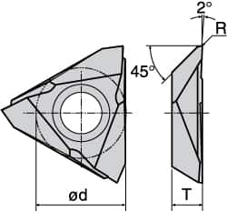 Tungaloy - JTBR3010 PF Grade TH10 Carbide Turning Insert - Uncoated, 3/8" Inscr Circle, 1/8" Thick, 0.0039" Corner Radius - Americas Industrial Supply